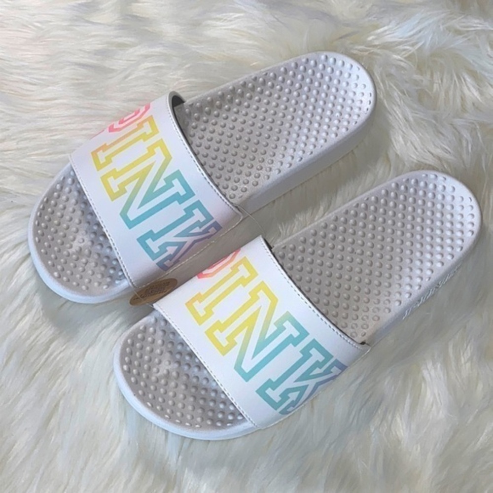 Victoria’s Secret 💜 PINK- HTF Pastel 🌈 Ombré Slides NWT